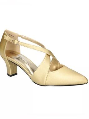 Women's Pointed Cross-Strap Heel in Light Gold